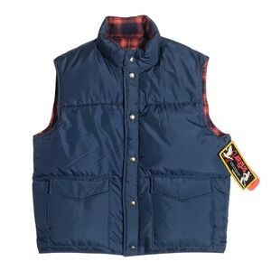 Vintage Argus Sportswear Mens Reversible Duck Down Snap Puffer Vest XL Navy NWT